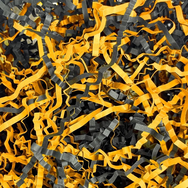ZEBMOON 2 LB Black Gold Crinkle Cut Paper Shred Filler Great for Gift Wrapping, Basket Filling, Birthday, Wedding, Halloween, Thanksgiving, Graduation, New Year Party Decorations Filling Supplies - Image 1